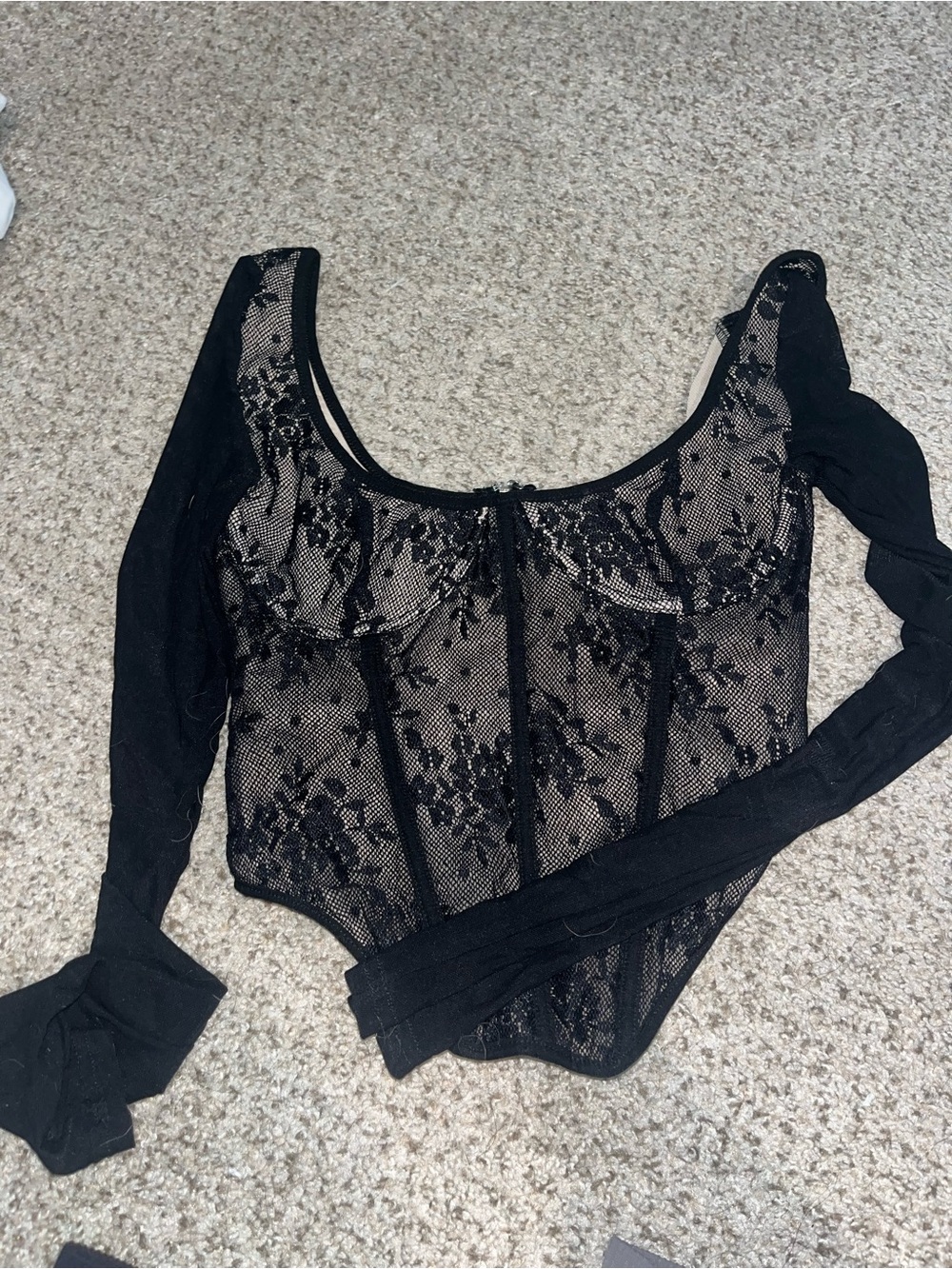 Sheer Black Lace Long-Sleeve